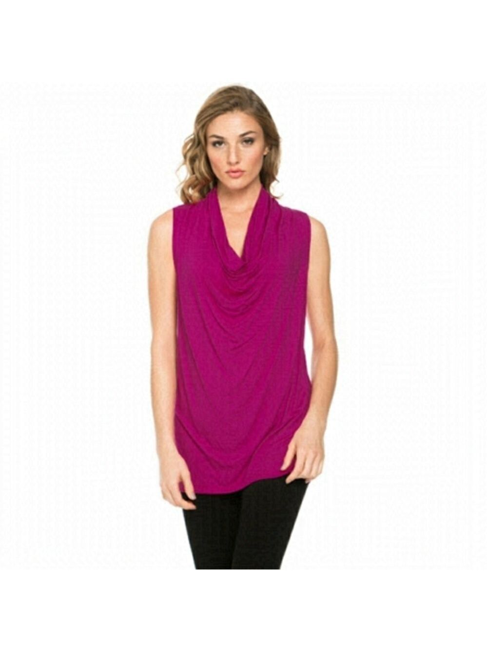 AZULES Sleeveless Cowl Neck Women's Top Raspberry Color Sz Small NWT